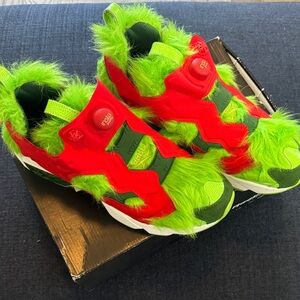 Reebok Grinch Fury Runners Kids Furry Red and Lime Sneakers